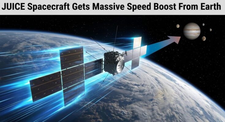 JUICE Spacecraft Gets Massive Speed Boost From Earth JUICE Spacecraft Gets Massive Speed Boost From Earth